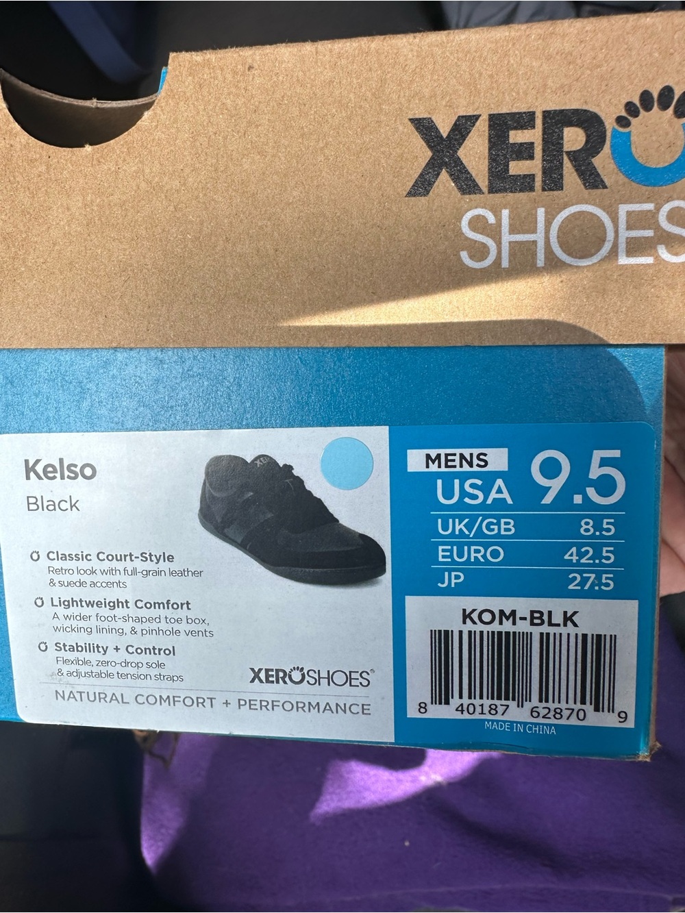 Xero Shoes Kelso Men's Black Leather Sneakers - Size 9.5 USA